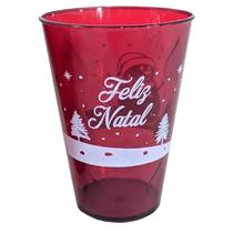 Kit 50 Copos de Natal Personalizados Acrílico Vermelho 450ml