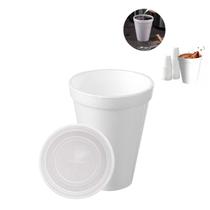 Kit 50 Copos Papel Térmicos Com Tampas Descartáveis P/ Café