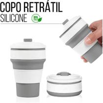 Kit 50 Copos Tampa Retrátil Dobrável Silicone 350Ml Empresa