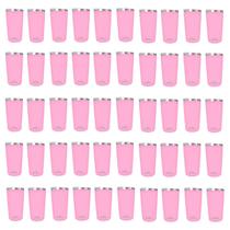 Kit 50 Copos Térmicos Aço Inox 420ML Rosa p/ Água Cerveja Café - Quente e Frio Unica