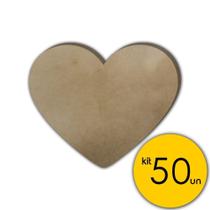 Kit 50 Corações Decorativos Aplique Mdf 3Mm Corte Laser