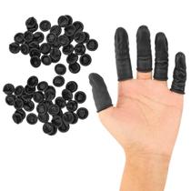 Kit 50 Dedeira Látex Preta Manicure Cozinha Multiuso Luva de Dedo Descartável