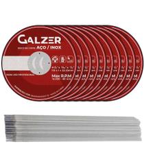 Kit 50 Disco de corte fino Aço/Inox 4.1/2 - Galzer + 5kg Eletrodo Revestido E 6013 - 2,5mm Elite
