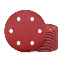 Kit 50 Discos de Lixa 225mm com tiras autocolantes 6 Furos 180 Para Lixadeira Menegotti Hessen