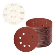 Kit 50 Discos de Lixa Colantes Grão 180 5"Pol 125mm Arsenal