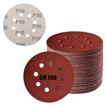 Kit 50 Discos de Lixa tiras autocolantes 125 X 22mm Grão 100