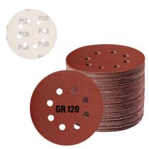 Kit 50 Discos de Lixa tiras autocolantes 125mm 4.1/2” Grão 120