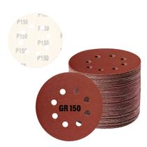 Kit 50 Discos de Lixa tiras autocolantes 125mm 4.1/2” Grão 150