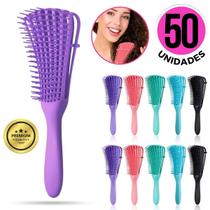 Kit 50 Escova Pente Polvo Cabelo Cacheado Crespo Desembaraçar Encaracolado Cachos Atacado