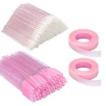 Kit 50 Escovinhas Cílios + 50 Aplicador Batom + 2 Fita Microporosa