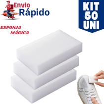 Kit 50 Esponja Mágica Branca Melamina Limpeza Tira Manchas Bucha Multiuso Kit 50 Esponja Mágica Branca Melamina Limpeza Tira Manchas Bucha Multiuso