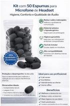 Kit 50 Espumas para Microfone de Headset Protetor Anti Ruído para Telemarketing e Call Center (Compatível Zox, Plantro