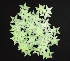 Kit 50 estrelas Amarelas com carinhas médias 4 cm - Fluorescentes Neon Brilham no escuro