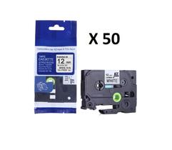 Kit 50 Fitas Flexível Compatível Tze-FX231 Branca 12mm