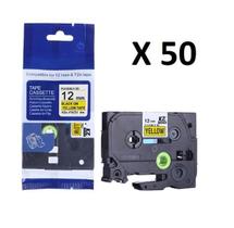 Kit 50 Fitas Flexível Compatível Tze-Fx631 Amarela 12Mm