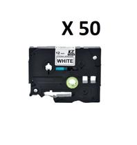 Kit 50 Fitas Strong Compatível Brother Tze-S231 Branca 12mm