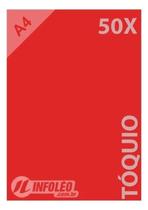 Kit 50 Folhas Papel Color Plus Tóquio Vermelho A4 180G