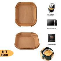 Kit 50 Formas de Airfryer Fritadeira Descartável Quadrada Antiaderente Kit 50 Formas de Airfryer Fritadeira Descartável Quadrada Antiaderente