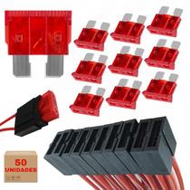 Kit 50 Fusivel Com Porta Fusivel Automotivo 10 Amperes Lote Kit 50 Fusivel Com Porta Fusivel Automotivo 10 Amperes Lote