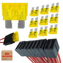 Kit 50 Fusivel Com Porta Fusivel Automotivo 20 Amperes Lote