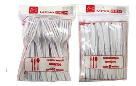 Kit 50 Garfo e 50 Faca Descartáveis Reforçado Mexa Bem