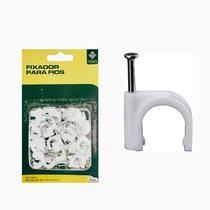 Kit 50 Grampos Clipe Fixa Fio Cabo Coaxial 10 mm Branco
