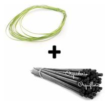 Kit 50 Haste Bambu 50cm E 10mts Amarril Para Tutorar Plantas - Orquiflora