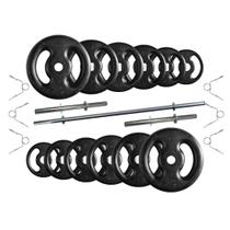 Kit 50 Kg de Anilhas Ferro Fundido + Barras de Supino e Halteres Kit 50 Kg de Anilhas Ferro Fundido + Barras de Supino e Halteres