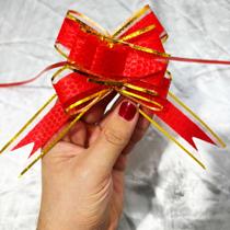 Kit 50 Laço de Fácil Vermelho e dourado Organza com Poliéster 30mm Cores - Laços Para natal Kit 50 Laço de Fácil Vermelho e dourado Organza com Poliéster 30mm Cores - Laços Para natal