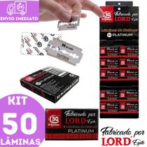 Kit 50 Laminas Barbear Lord Platinum Corte Preciso