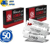 Kit 50 Lâminas Para Barbear Profissional Inox Resistente Gilette Barbeiros Lord Platinum
