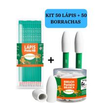 Kit 50 lápis de Escrever Nº2 Preto + 50 Borracha Escolar Ponteira Branca LEO&LEO Escolar Escola Estudo Kit 50 lápis de Escrever Nº2 Preto + 50 Borracha Escolar Ponteira Branca LEO&LEO Escolar Escola Estudo
