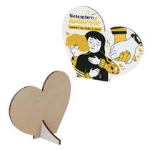 Kit 50 Lembrancinhas MDF Coração Campanha Setembro Amarelo