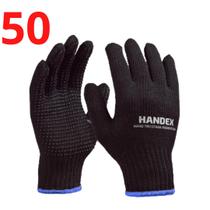 Kit 50 luva hand tricotada pigmentada preto handex c.a 46128