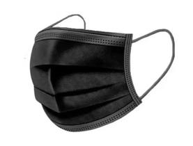 Kit 50 Máscara Descartável Tripla Camada Com Clip Nasal Kit 50 Unid Preta