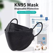 Kit 50 Máscaras boca de peixe 4d 3D de proteção KN95 N95 PFF2 5 Camada Respiratoria 4d preta elough