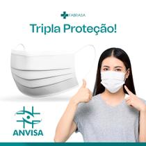 Kit 50 Máscaras Cirúrgicas Triplas Descartáveis Brancas - FABRASA