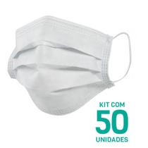 Kit 50 Máscaras Descartáveis Adulto Tripla Camada Cor Branco