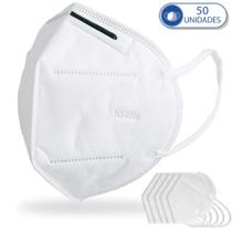 Kit 50 Máscaras Descartáveis KN95 PFF2 Branca com Clip Nasal e Elástico Auricular Kit 50 Máscaras Descartáveis KN95 PFF2 Branca com Clip Nasal e Elástico Auricular
