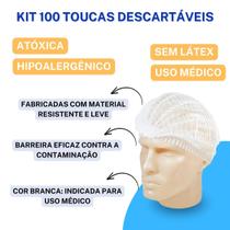 Kit 50 Máscaras Tripla Proteção + 100 Toucas Sanfonadas TNT + 100 Luvas Látex C/ Pó Branca - Bompack Kit 50 Máscaras Tripla Proteção + 100 Toucas Sanfonadas TNT + 100 Luvas Látex C/ Pó Branca - Bompack