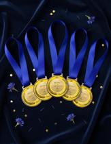 Kit 50 Medalhas, Medalha Honra ao Mérito para Premiação Adesivada, 50mm, com Fita de Cetim Azul Kit 50 Medalhas, Medalha Honra ao Mérito para Premiação Adesivada, 50mm, com Fita de Cetim Azul