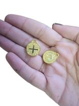 Kit 50 Medalhas São Bento Dourada 1,5cm Pingente