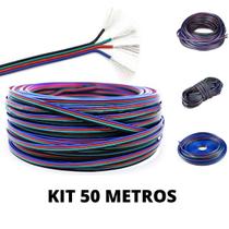 KIT 50 Metros Cabo Flat Polarizado RGB Fio 4 Vias 22AWG - LED Force