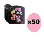 Kit 50 Mini Laços Infantil Com Presilha Estampas Sortidas