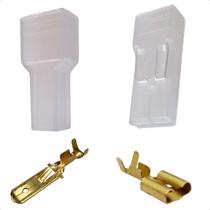 Kit 50 Pares Conectores Macho/fêmea Com Capas 6,3mm Completo