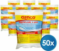 Kit 50 Pastilha Pedra Tablete de Cloro Estabilizado Genclor T-200 Genco Para Piscinas