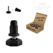 Kit 50 Pé nivelador Sapata sextavada 1/4x32mm Preta c/ bucha