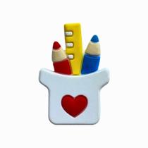 Kit 50 Peças aplique Emborrachado Caneca com Lapis e Regua