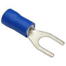 Kit 50 Peças Conector Terminal Elétrico Garfo Forquilha Cobre Pré Isolado Azul Cabo 1,0mm a 2,5mm M5