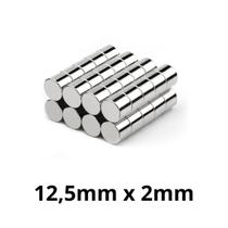 Kit 50 Peças Imã Neodímio Disco Magnético N35 12,5 x 2 mm Super Forte Potente Redondo